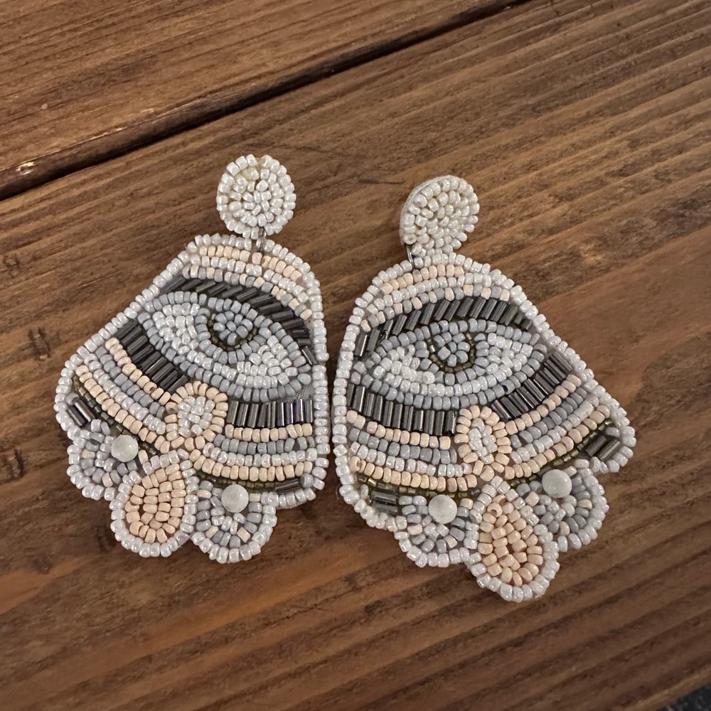 Beaded hamsa earrings